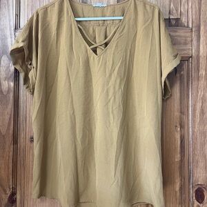 Maurices Mustard V-Neck Blouse